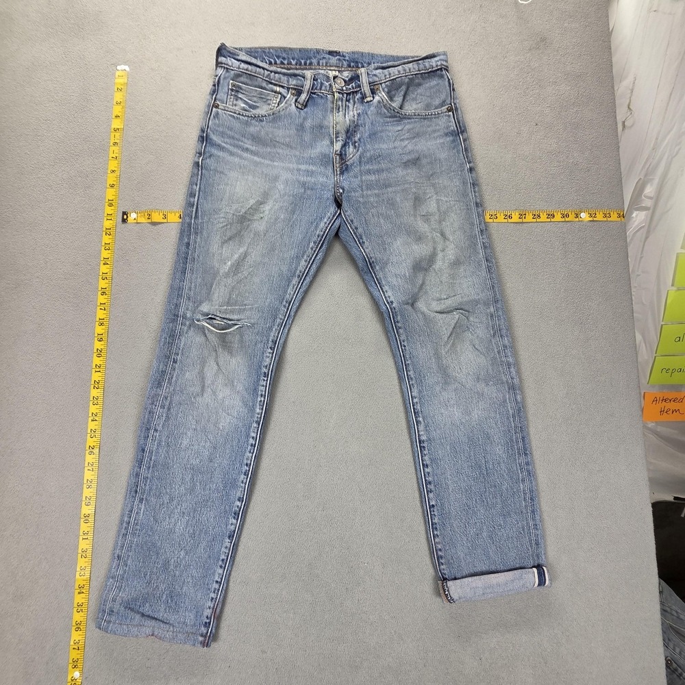Levis 511 Jeans Mens Blue Selvedge Thrashed Whiskers Fits 30x30